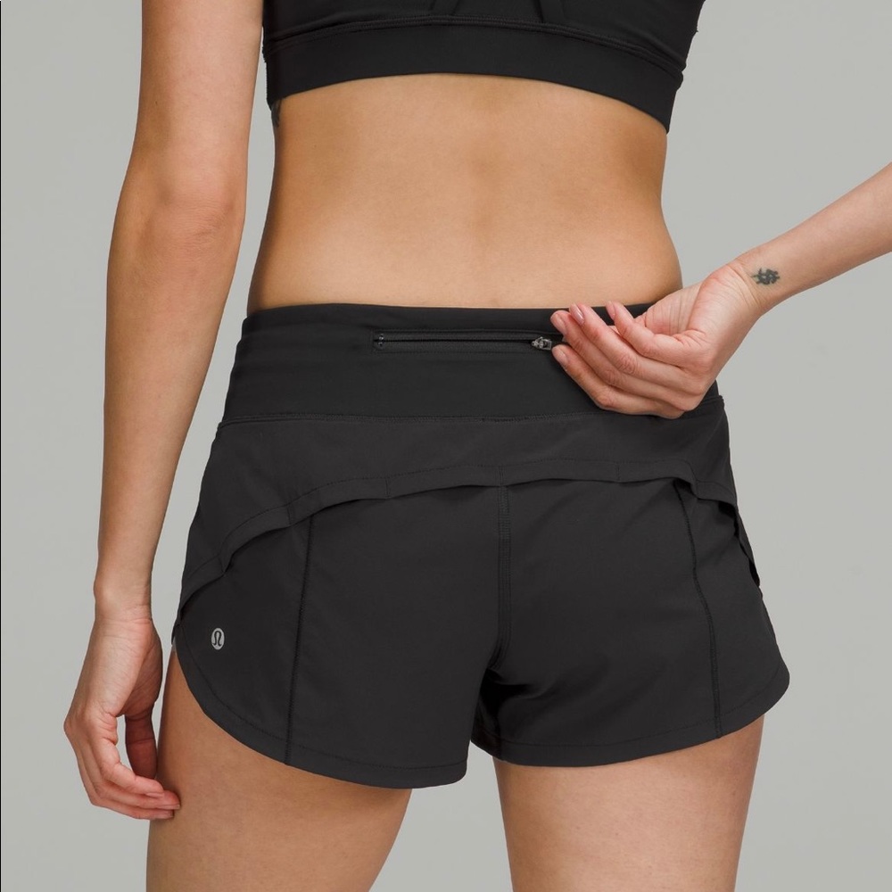 Black Lululemon Speed Up Low-Rise 2.5 short